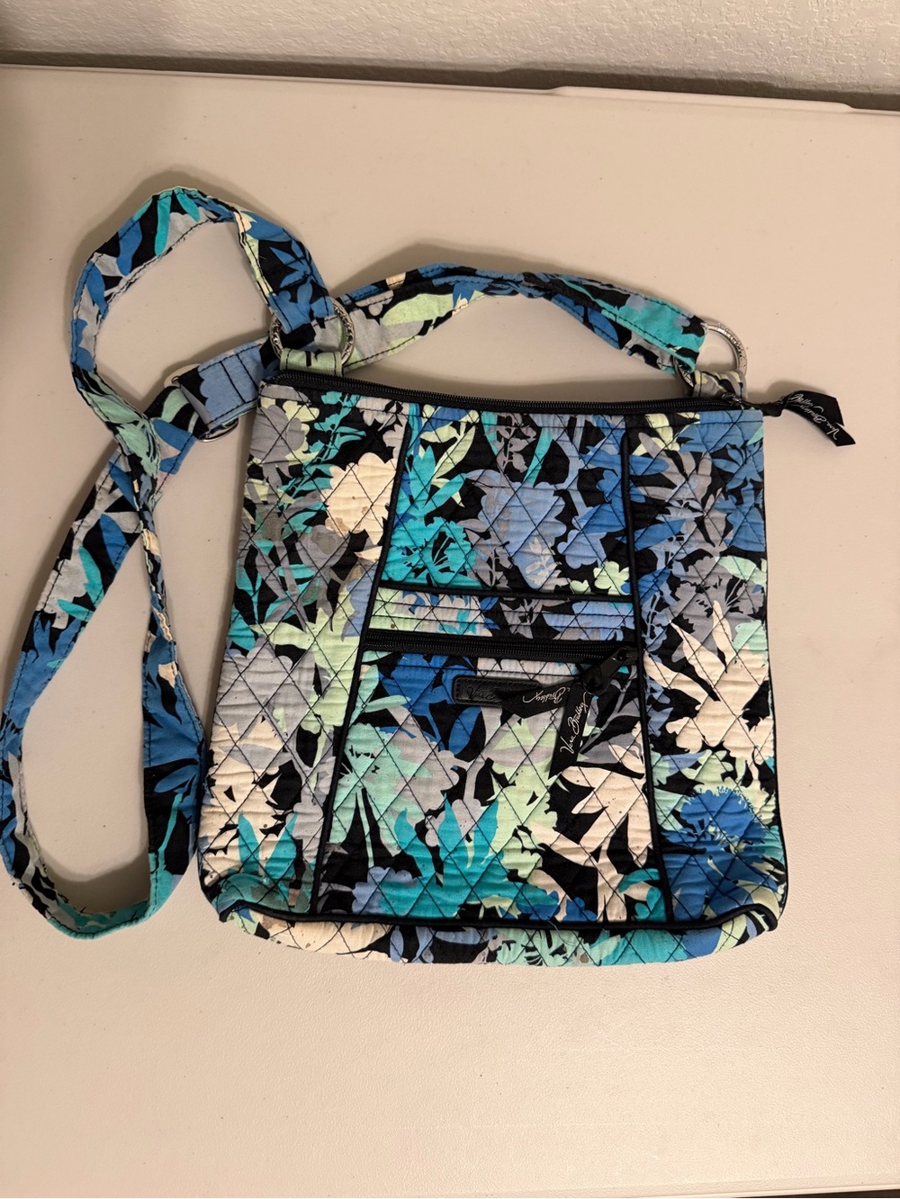 Vera Bradley Blue Teal Floral Quilted Crossbody